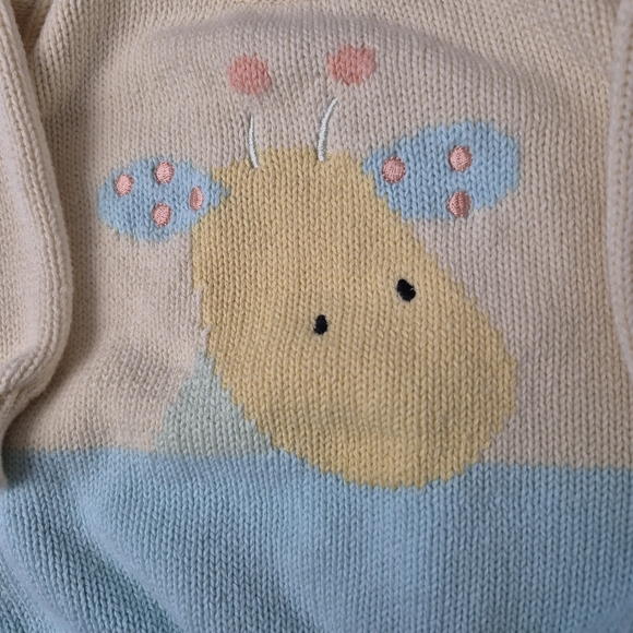 Y2K Vtg 2003 Carter’s Baby Giraffe Knit Sweater Cotton Pastel 0-3M - Picture 4 of 11